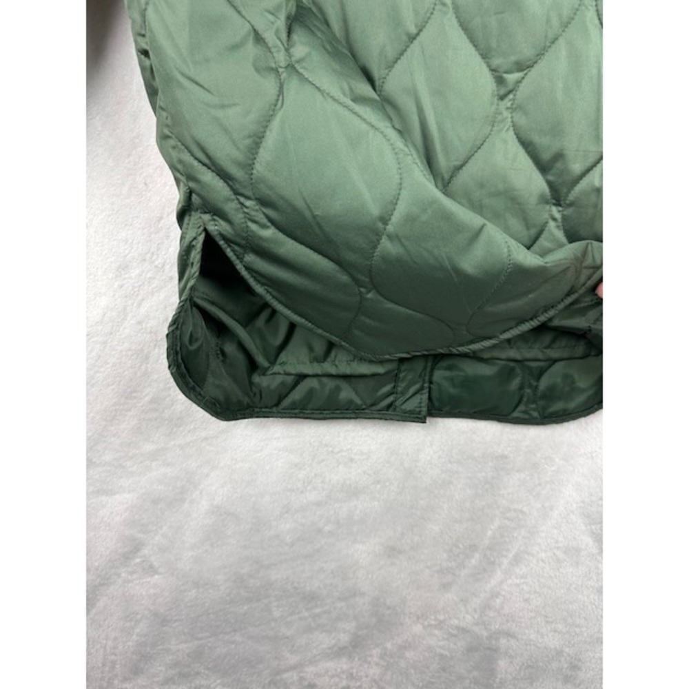 1 Sunset‎ Lane Quilted Puffer Jacket Womens S Dark Green Zip Snap Pockets Winter - Picture 12 of 13